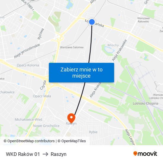 WKD Raków 01 to Raszyn map