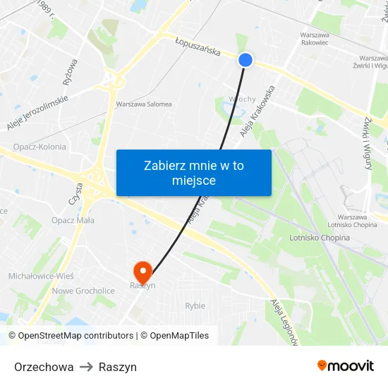 Orzechowa to Raszyn map