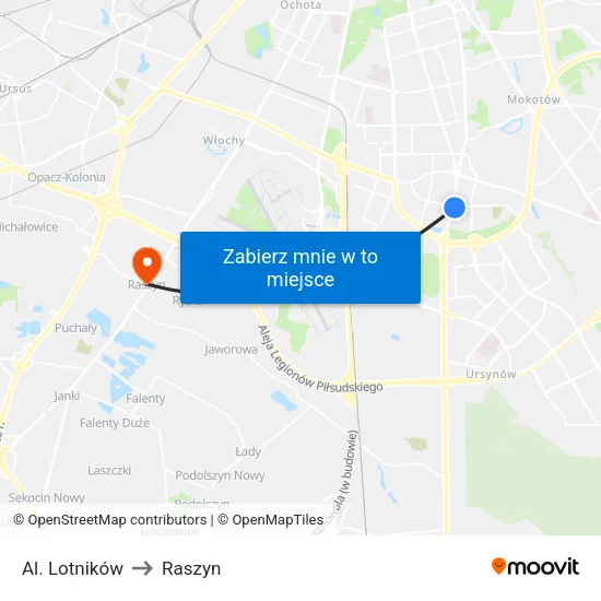 Al. Lotników to Raszyn map