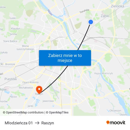 Młodzieńcza 01 to Raszyn map