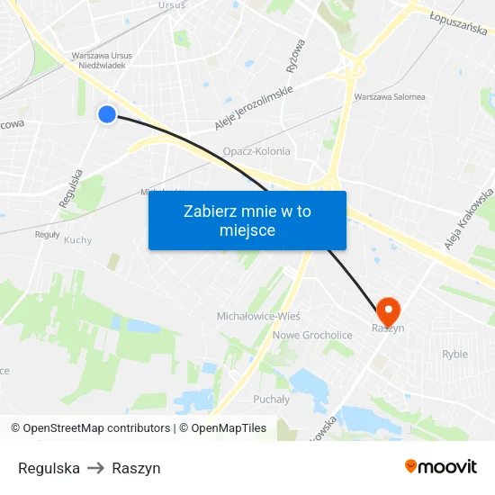 Regulska to Raszyn map