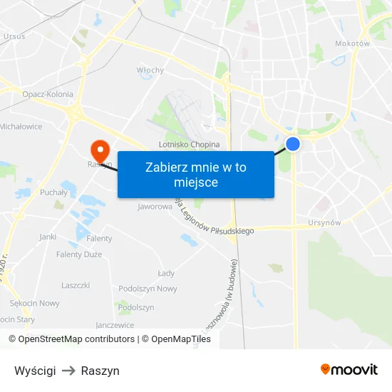 Wyścigi to Raszyn map