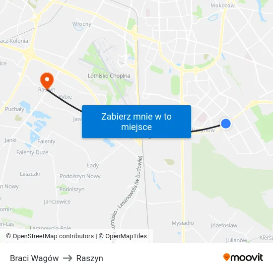 Braci Wagów to Raszyn map