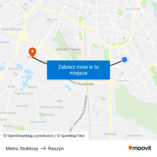 Metro Stokłosy to Raszyn map