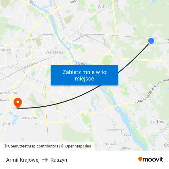 Armii Krajowej to Raszyn map
