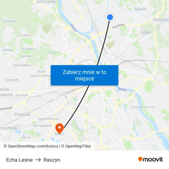 Echa Leśne to Raszyn map