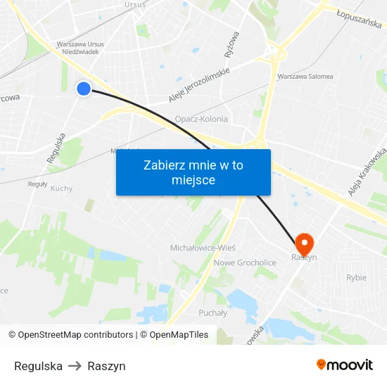 Regulska to Raszyn map