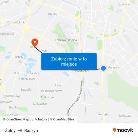 Żołny to Raszyn map