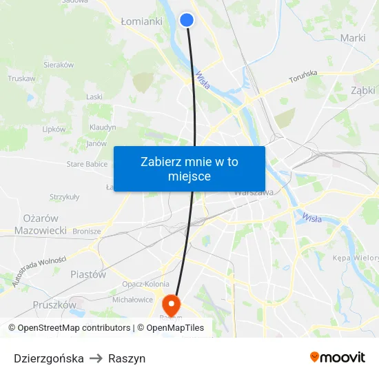 Dzierzgońska to Raszyn map