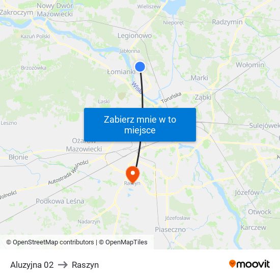 Aluzyjna 02 to Raszyn map