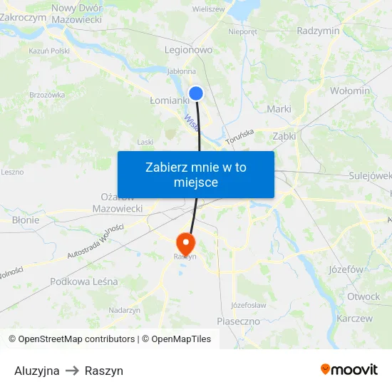 Aluzyjna to Raszyn map