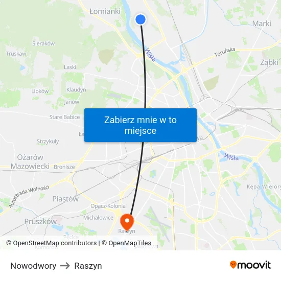 Nowodwory to Raszyn map