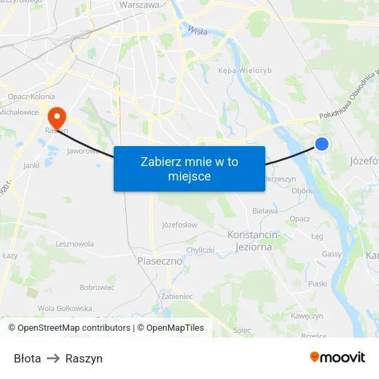 Błota to Raszyn map