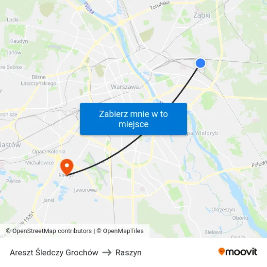 Areszt Śledczy Grochów to Raszyn map
