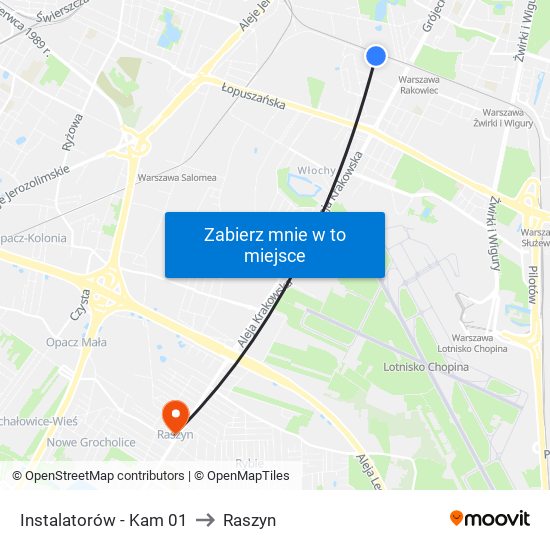 Instalatorów - Kam 01 to Raszyn map