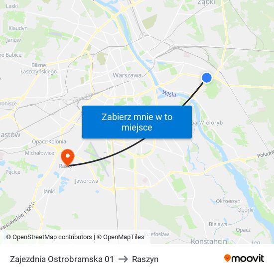 Zajezdnia Ostrobramska 01 to Raszyn map