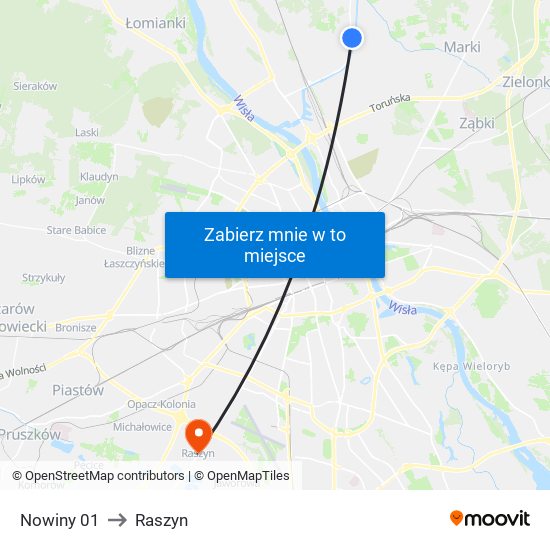 Nowiny to Raszyn map