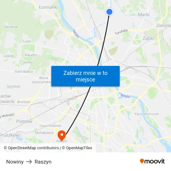 Nowiny to Raszyn map
