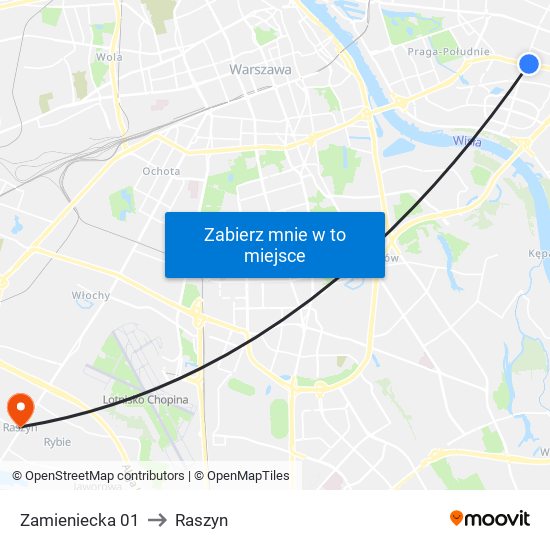 Zamieniecka 01 to Raszyn map