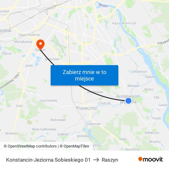 Konstancin-Jeziorna Sobieskiego to Raszyn map