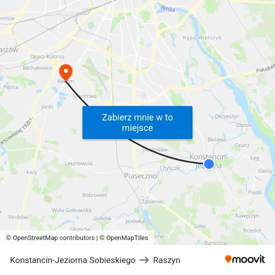 Konstancin-Jeziorna Sobieskiego to Raszyn map
