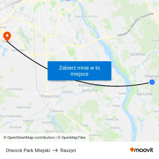 Otwock Park Miejski to Raszyn map