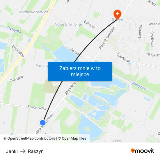 Janki to Raszyn map