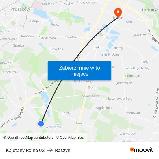 Kajetany Rolna 02 to Raszyn map