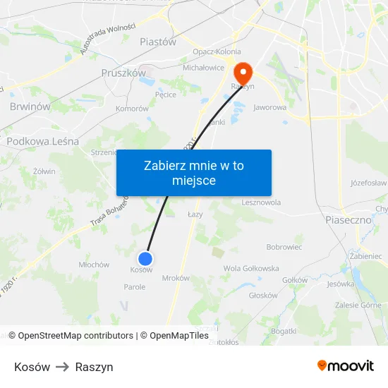 Kosów to Raszyn map