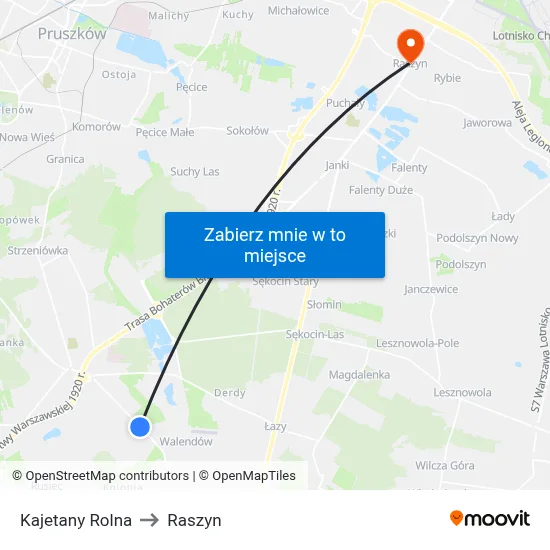 Kajetany Rolna to Raszyn map