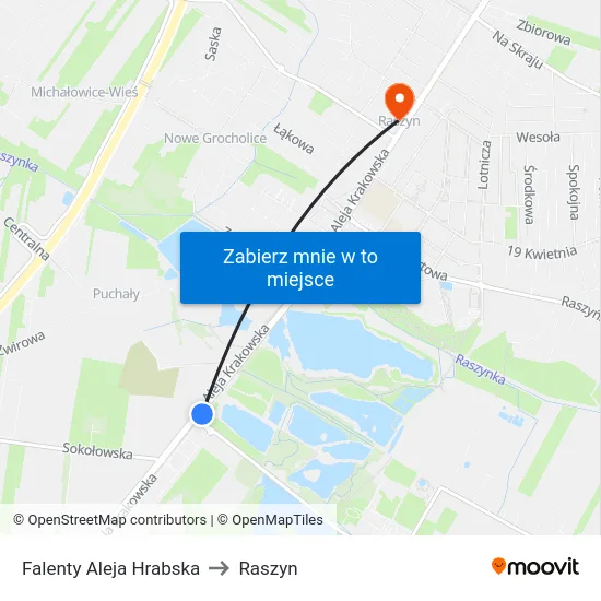 Falenty Aleja Hrabska to Raszyn map