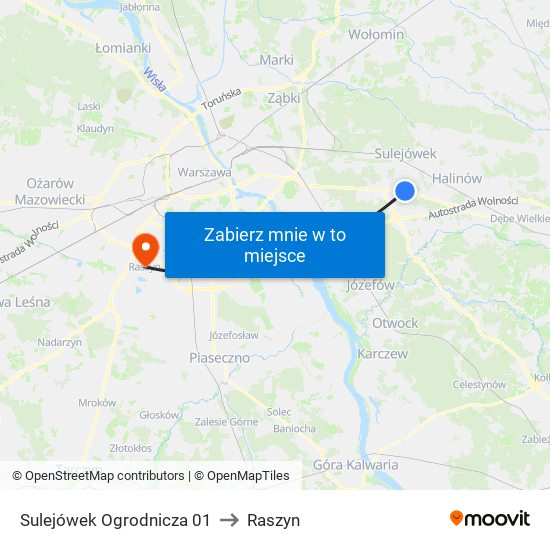 Sulejówek Ogrodnicza 01 to Raszyn map