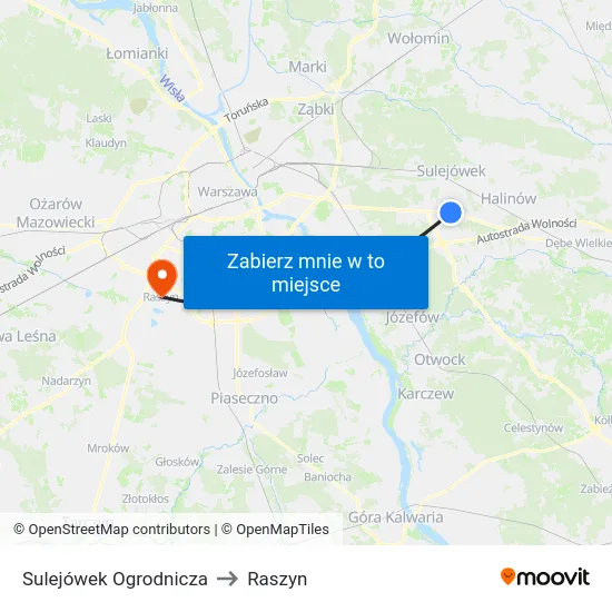 Sulejówek Ogrodnicza to Raszyn map