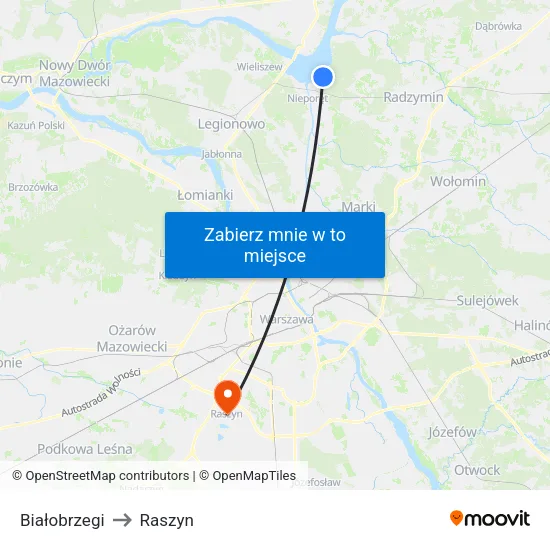 Białobrzegi to Raszyn map