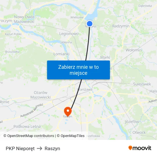 PKP Nieporęt to Raszyn map