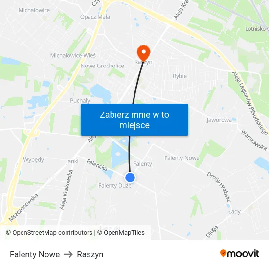 Falenty Nowe to Raszyn map