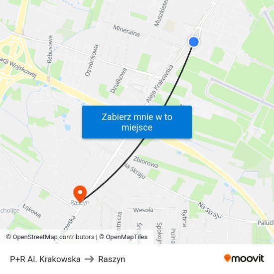 P+R Al. Krakowska to Raszyn map