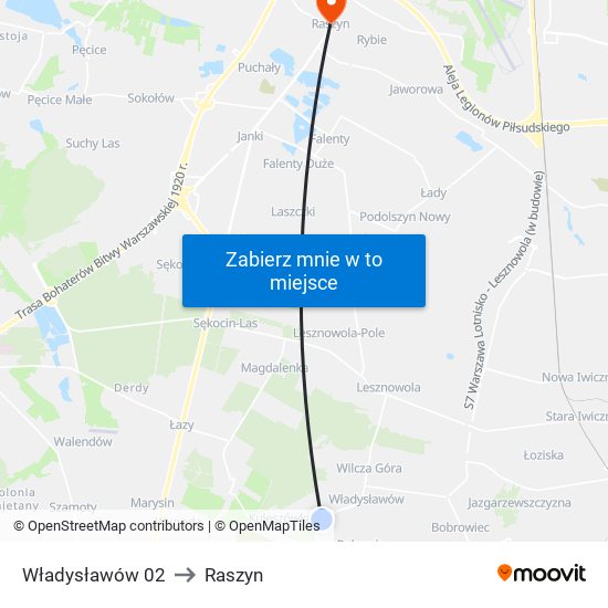 Władysławów to Raszyn map