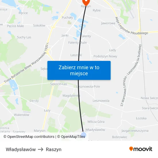 Władysławów to Raszyn map