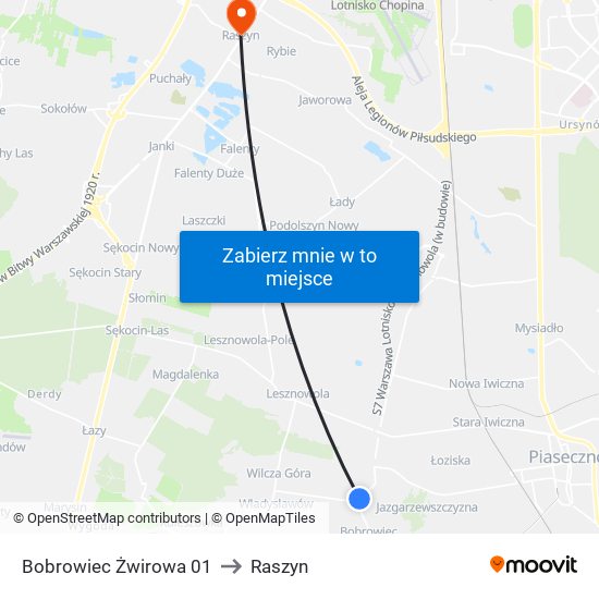 Bobrowiec Żwirowa 01 to Raszyn map