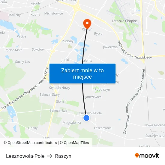 Lesznowola - Pole to Raszyn map