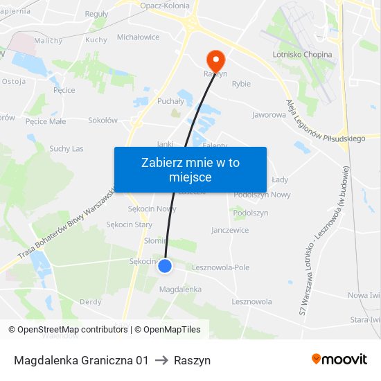 Magdalenka Graniczna to Raszyn map