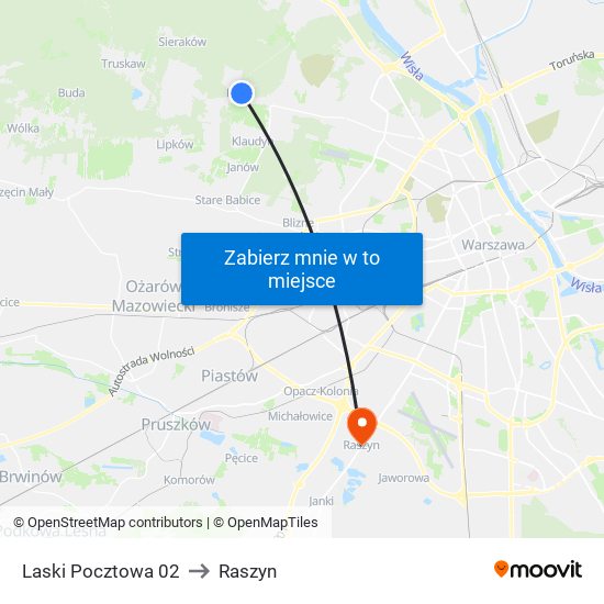 Laski Pocztowa 02 to Raszyn map