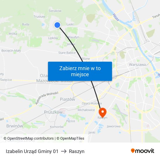 Izabelin Urząd Gminy 01 to Raszyn map