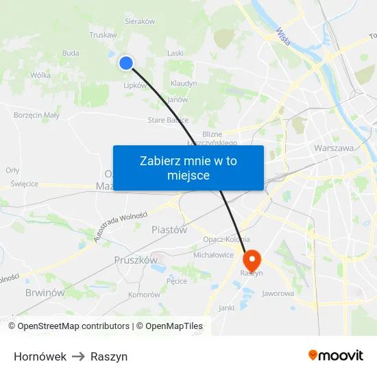 Hornówek to Raszyn map