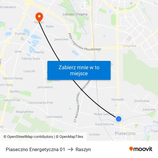 Piaseczno Energetyczna 01 to Raszyn map