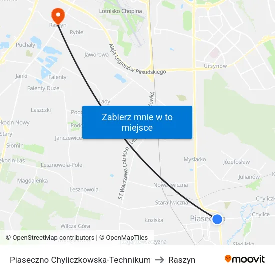 Piaseczno Chyliczkowska - Technikum to Raszyn map