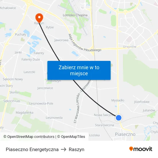 Piaseczno Energetyczna to Raszyn map