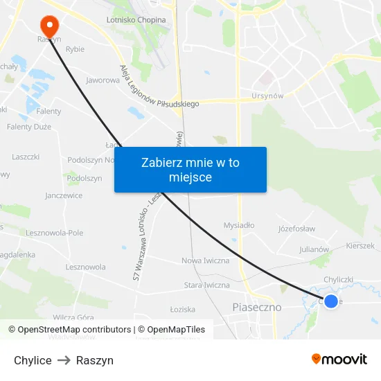 Chylice to Raszyn map