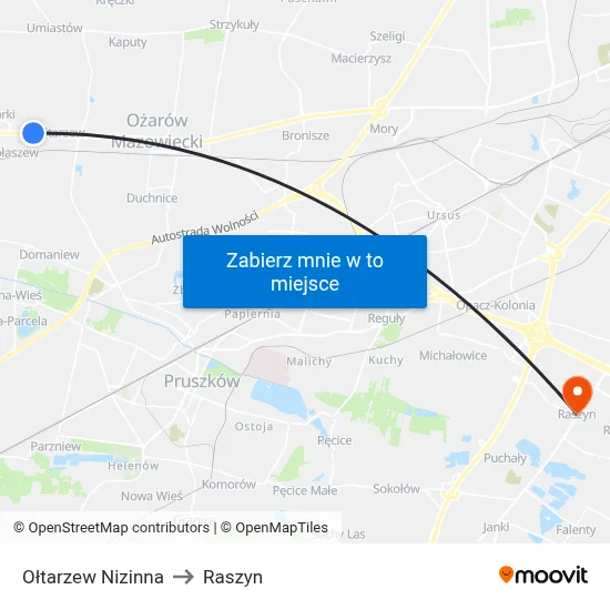 Ołtarzew Nizinna to Raszyn map